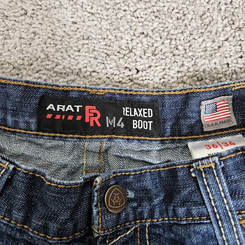 Ariat FR M4 Relaxed Boot Jeans Mens 34X32 (Tag 36X34) Blue Flame Resistant Work - Picture 3 of 13